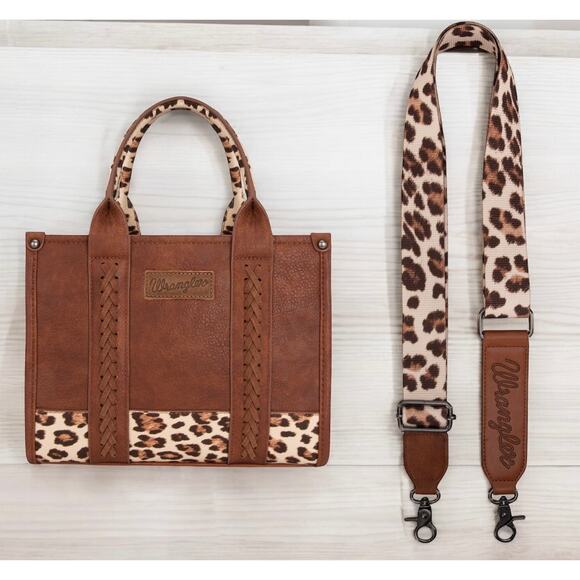 Wrangler Brown Leopard Print Tote/Crossbody *NEW in Package* - Picture 3 of 5